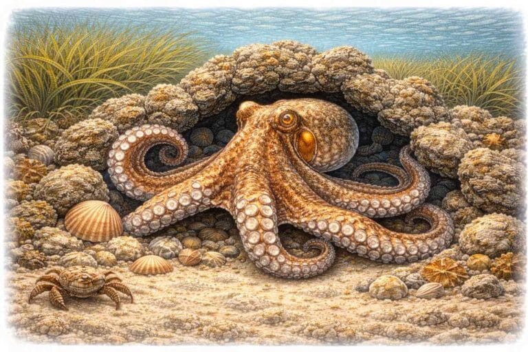 Illustrazione polpo del mediterraneo