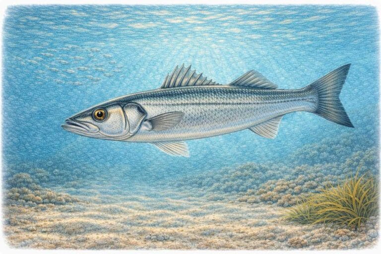 Illustrazione pesce spigola o branzino